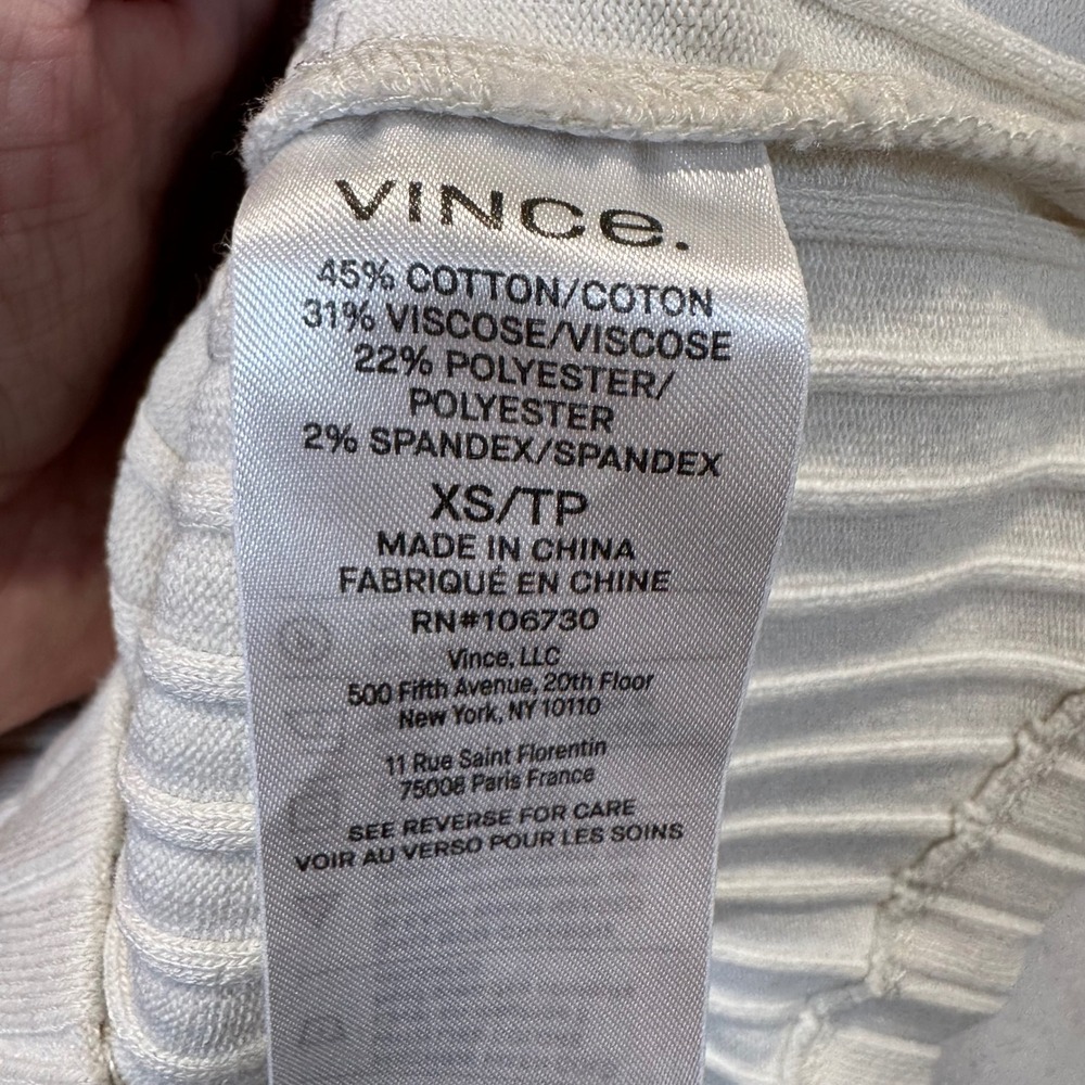 Vince Ribbed Mock Neck Tank Top Womens XS Cream Minimalist Chic Shell - Picture 5 of 8